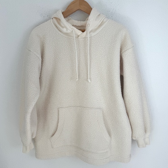Madewell Resourced Fleece Bubble Sleeve Sherpa Hooded Sweatshirt XS - Picture 2 of 12